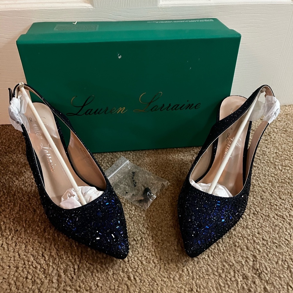 Lauren Lorraine/Rachel NWT Women's Navy Glitter Hi- Heels size 7